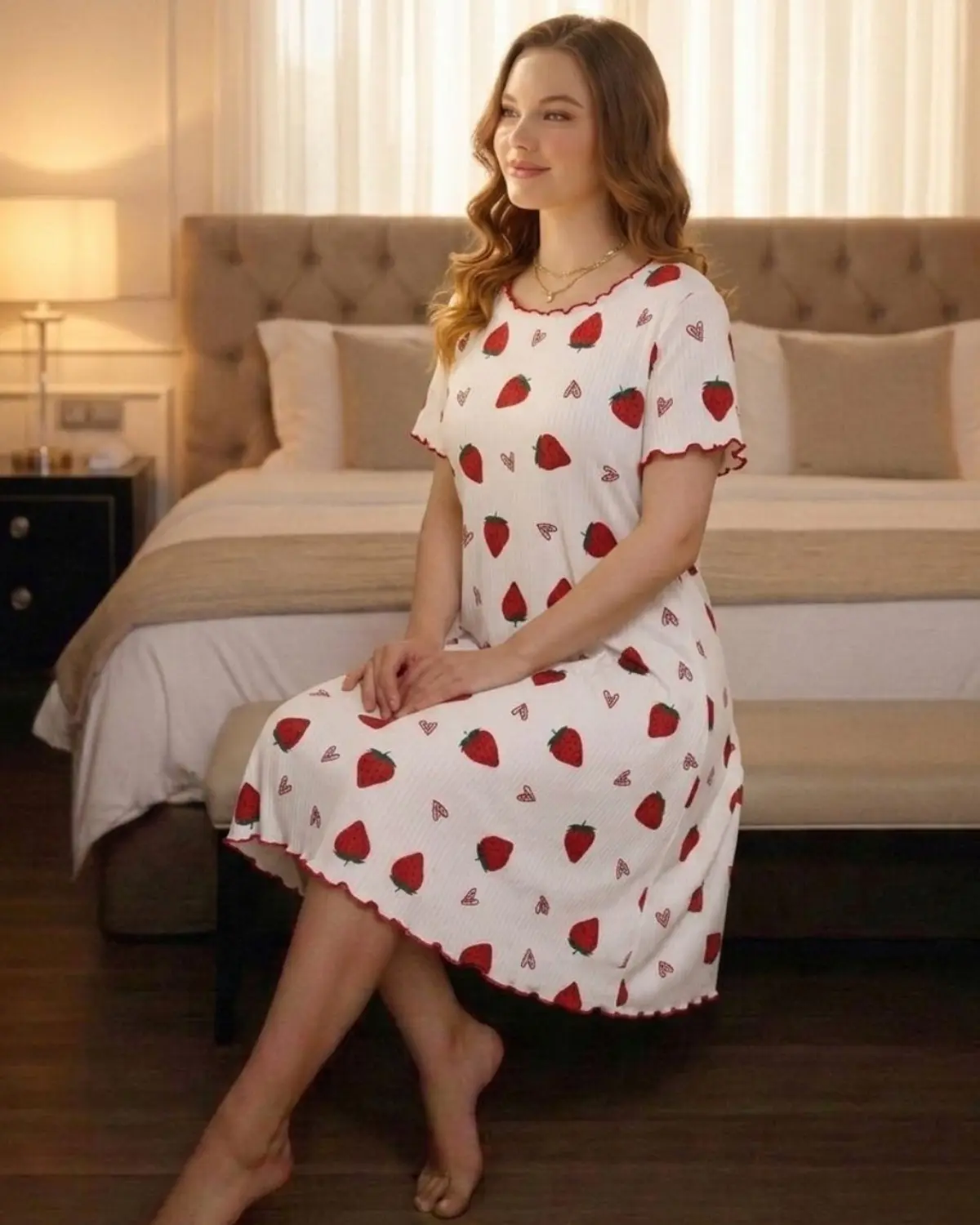red berry love nightdress for women